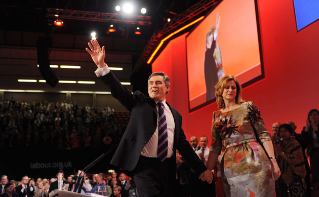 Labour conference day 3: Prime Minister Gordon Brown with his wife Sarah after his keynote speech