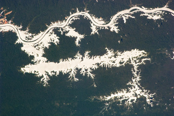 Satellite Eye on Earth: Lake Erepecu runs parallel to the lower Trombetas River in Brazil, Amazon