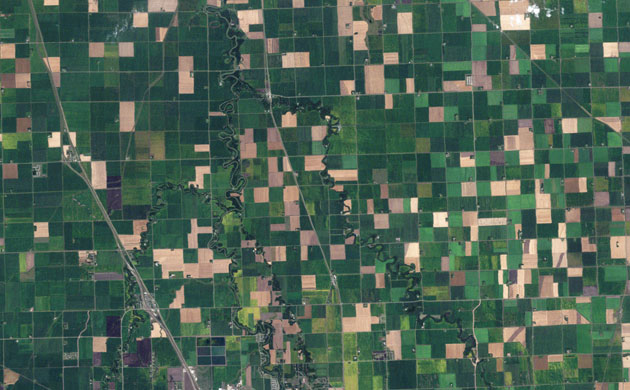 Satellite Eye on Earth: Farming fields, northwest Minnesota , US