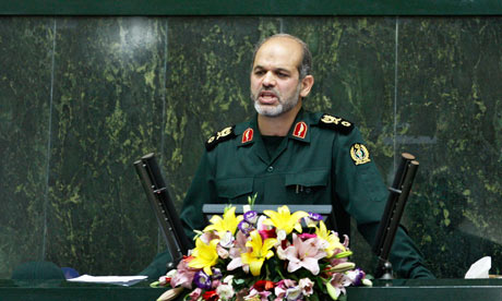 General Ahmad Vahidi delivers a speech to the Iranian parliament.