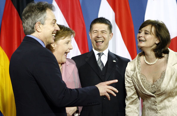 Wacky leader partners: Angela Merkel,  Joachim Sauer, Tony Blair, Cherie Blair 2007