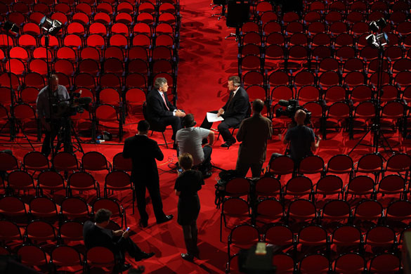 Labour conference day 4: Prime Minister Gordon Brown gives an interview in the main conference hall
