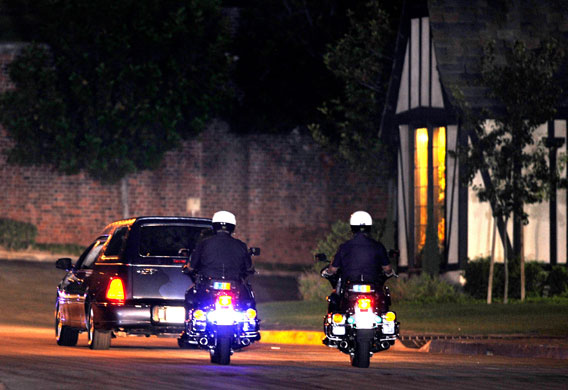 Michael Jackson funeral: The hearse carrying Michael Jackson's body