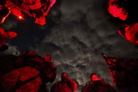 4 September 2009: Khowst province, Afghanistan: Soldiers prepare for their night patrol