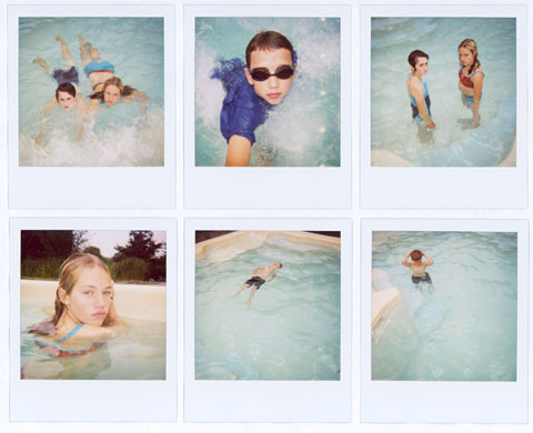 Observer Review Polaroids: Polaroids by Harry Borden of his children and friend in a swimming pool