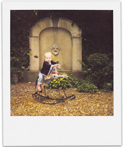 Observer Review Polaroids: Polaroid by Lord Snowdon of his grandson on a rocking horse