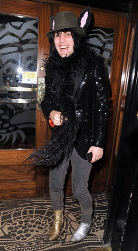 Bunny ear fashion: Noel Fielding at the Groucho Club, London - bunny ears