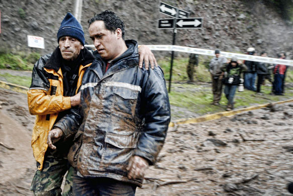 7 September 2009: Santiago, Chile: Jose Villagra is taken to an ambulance