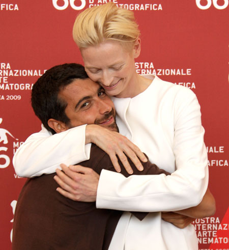 Venice film festival 2: Edoardo Gabbriellini and Tilda Swinton at the 'Io Sono L'Amore' photocall