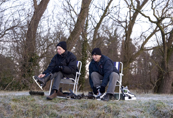 Fen skating: Skaters brought along their garden chairs to sit on