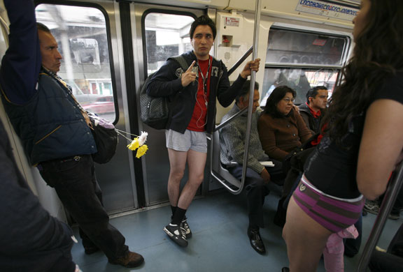24 hours in pictures: 9th annual No Pants Subway Ride in Mexico City