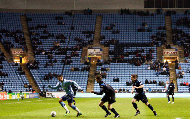 FA Cup 3rd Round: Coventry City play Portsmouth in front of a sparse crowd of 7,097