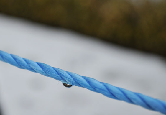 Macro photography: A drop of water on a rope