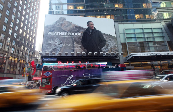 Week in Business: An advert with President Barack Obama wearing a Weatherproof brand jacket 