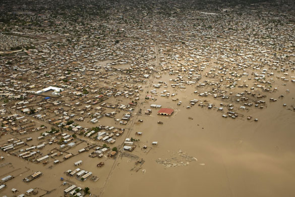 History of Haiti: An aerial view of the flooded area of Gonaives, Haiti