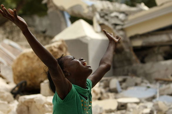 haiti quake: rubble of the collapsed St. Gerard School