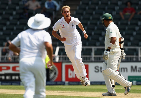 South Africa Test: Stuart Broad celebrates taking the wicket of Ashwell Prince