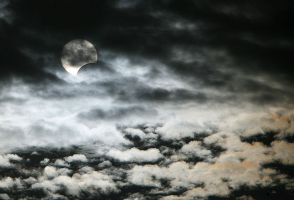 solar eclipse: Partial solar eclipse over Gaza City