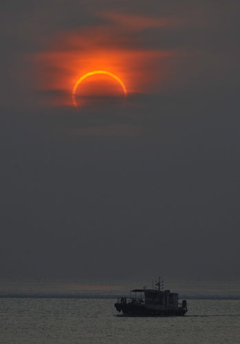 solar eclipse: The annular solar eclipse as seen from Qingdao, China