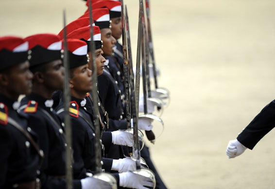 24 hours: Diyatalawa, Sri Lanka: Cadets march at a ceremony for 229 new army officers