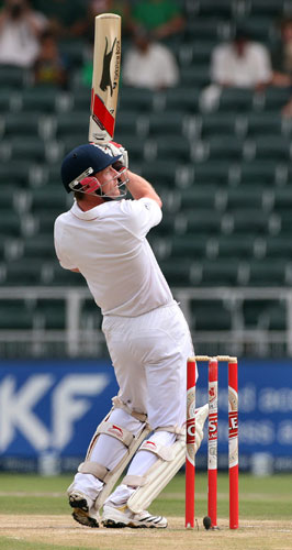 South Africa v England: England batsman Paul Collingwood plays a shot 