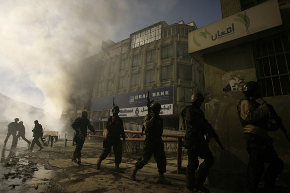 Kabul violence: Afghan security forces at the scene of an attack in central Kabul