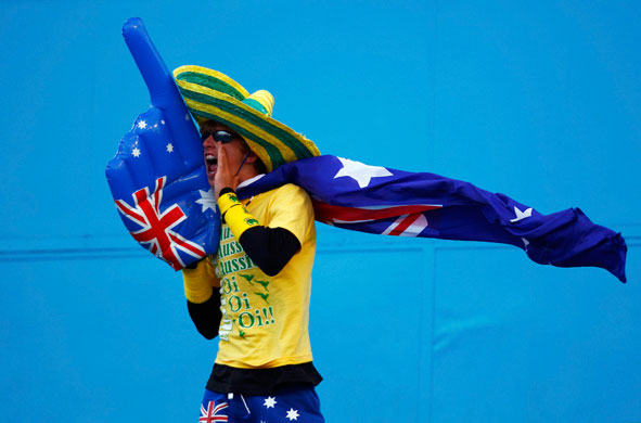 tennis: A fan cheers during the Australian Open tennis tournament in Melbourne