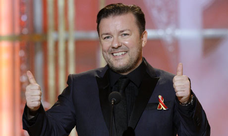ricky gervais thin. Ricky Gervais at the Golden