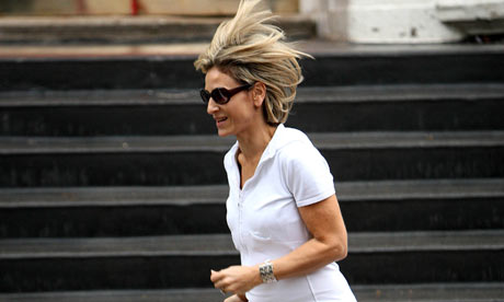The television newsreader Emily Maitlis out jogging after taking her 