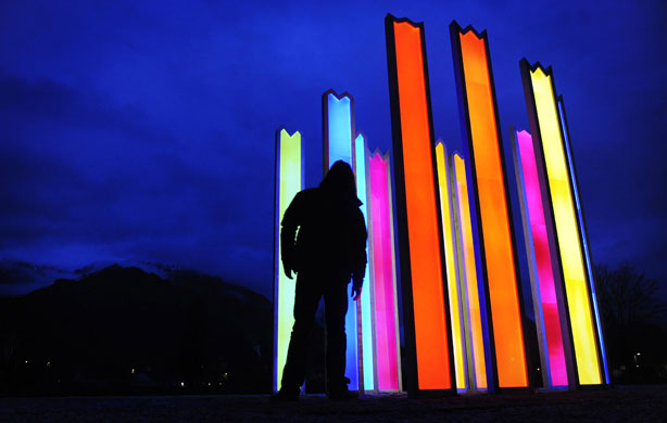 24 Hours: A German man walks past a memorial for the victims of an ice rink accident
