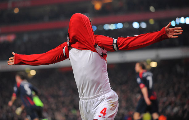 Wednesday Footie: Fabregas celebrates his equaliser against Bolton