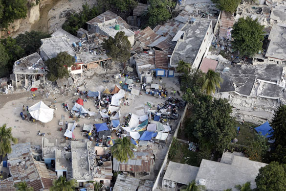 Aerial views of Haiti: A makeshift camp in Port-au-Prince