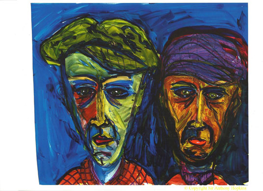 Anthony Hopkins: Two be-hatted figures