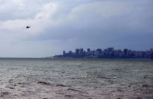 Plane crash in Beirut: A Lebanese army helicopter scans the sea off the Mediterranean coast