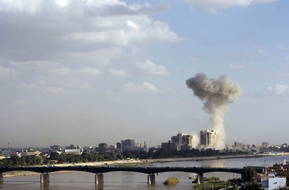 bombs in  baghadad: Bomb near Palestine Hotel, Baghdad