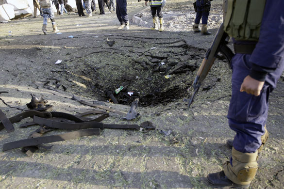 bombs in  baghadad: bomb blast outside the Sheraton hotel in Baghdad 