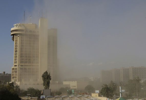 bombs in  baghadad: The Ishtar Sheraton hotel after a bomb attack in central Baghdad