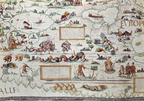 British Library Maps: Detail 2 - Pierre Desceliers, World Map, 1550