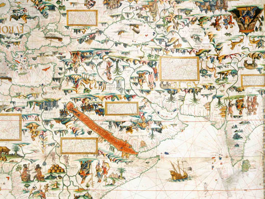 British Library Maps: Detail 3 - Pierre Desceliers, World Map, 1550