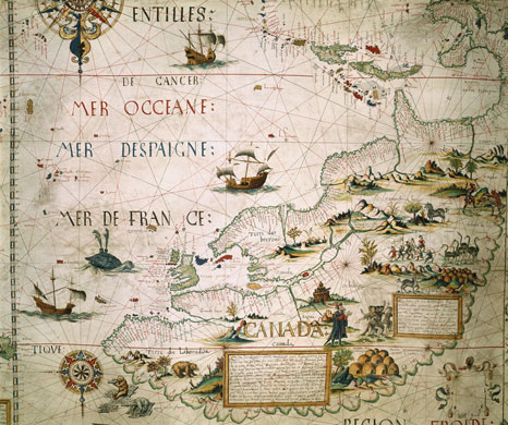 British Library Maps: Detail 4 - Pierre Desceliers, World Map, 1550