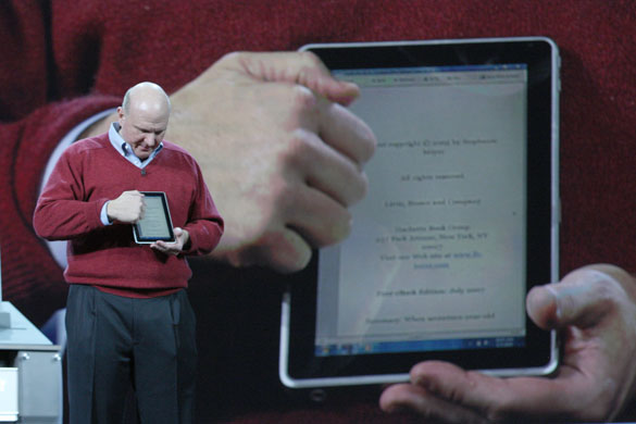 Tablet computers: 2010 Steve Ballmer 2010 Consumer Electronics Show tablet