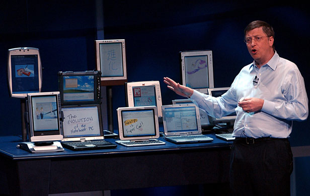 tablet gallery: 2002 Bill Gates launching the Microsoft Tablet PC, New York