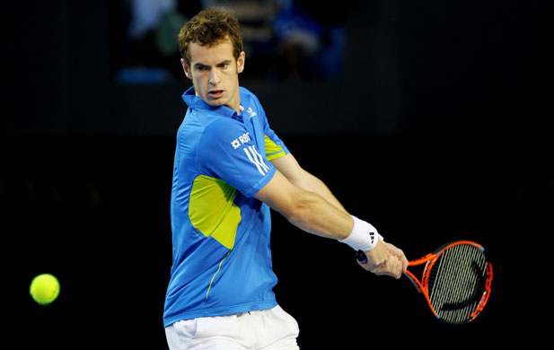 Murray v Nadal Qtr Final: Murray plays a two-handed backhand