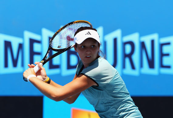 Aus Open Day 10: Laura Robson plays a backhand against Cristina Dinu 