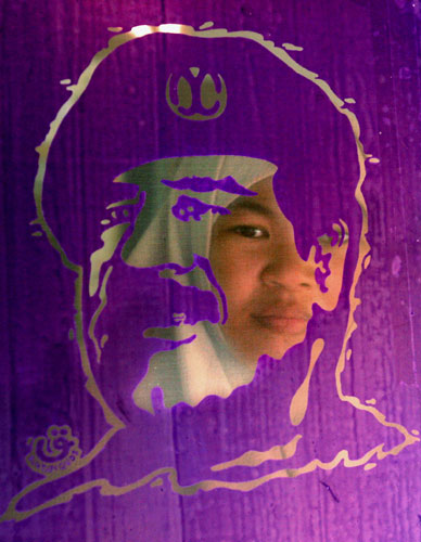 2003 Three Months to war: Screen picture of Iraqi leader Saddam Hussein