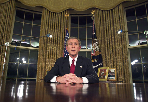 2003 Three Months to war: George W. Bush sits in the Oval office