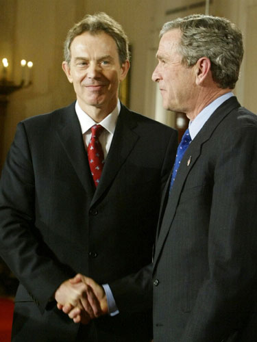 2003 Three Months to war: George W. Bush shakes hands with Tony Blair
