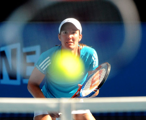 Aus Open day 11: Justine Henin watches the ball