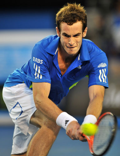 Aus Open Day 11: Andy Murray returns a shot to Marin Cilic