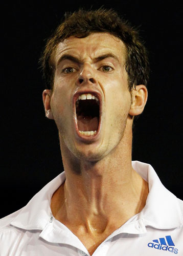 Aus Open Day 11: Andy Murray reacts after hitting a winner against Marin Cilic